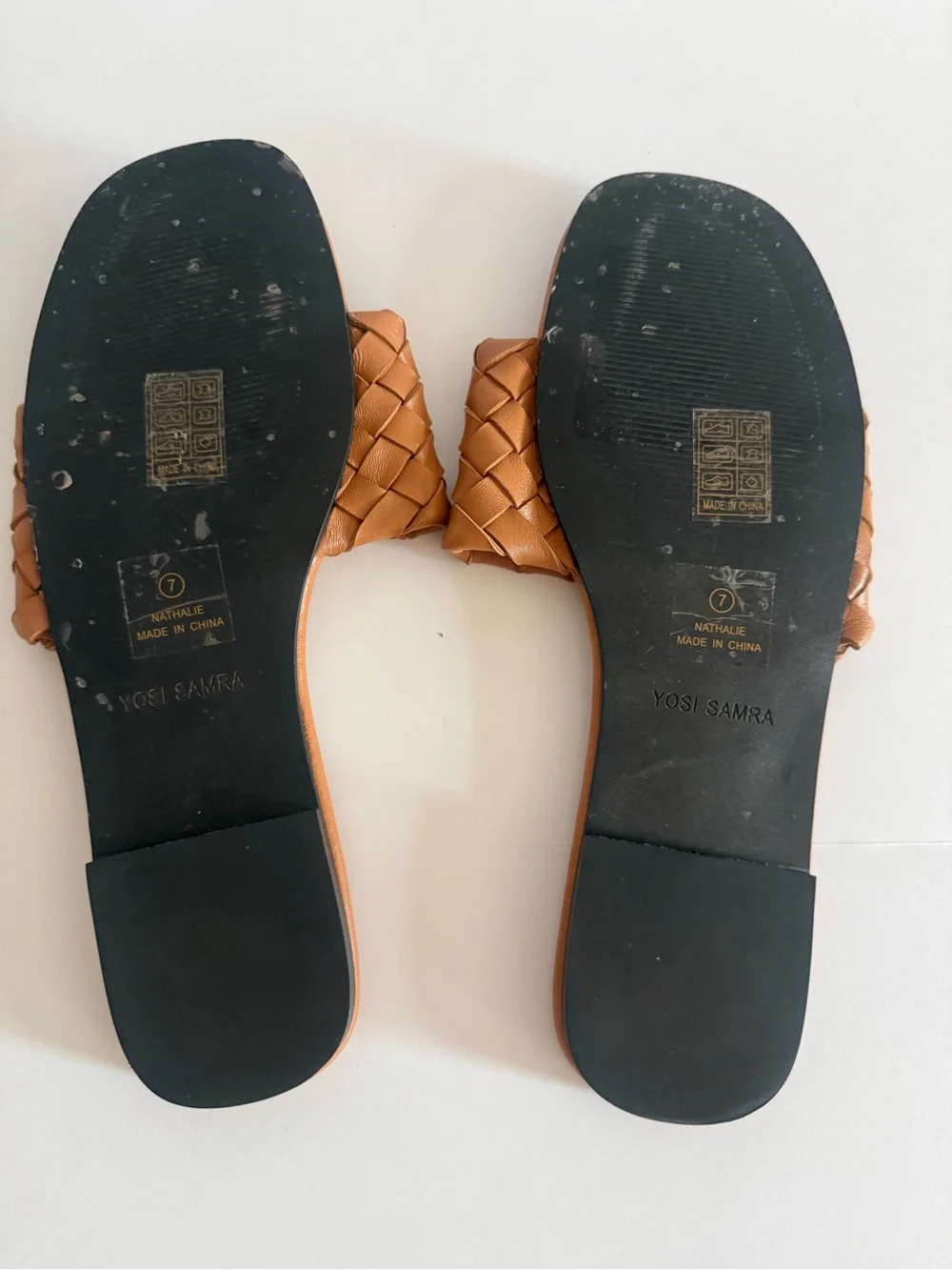Yosi Samra Braided Slide Sandals in Tan Brown size 7